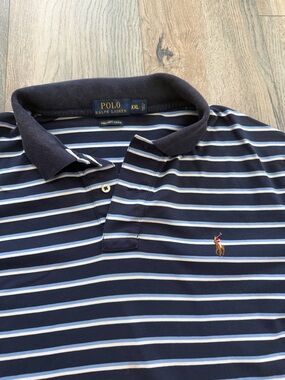 Polo by Ralph Lauren Navy, White & Light Blue Striped Polo XXL